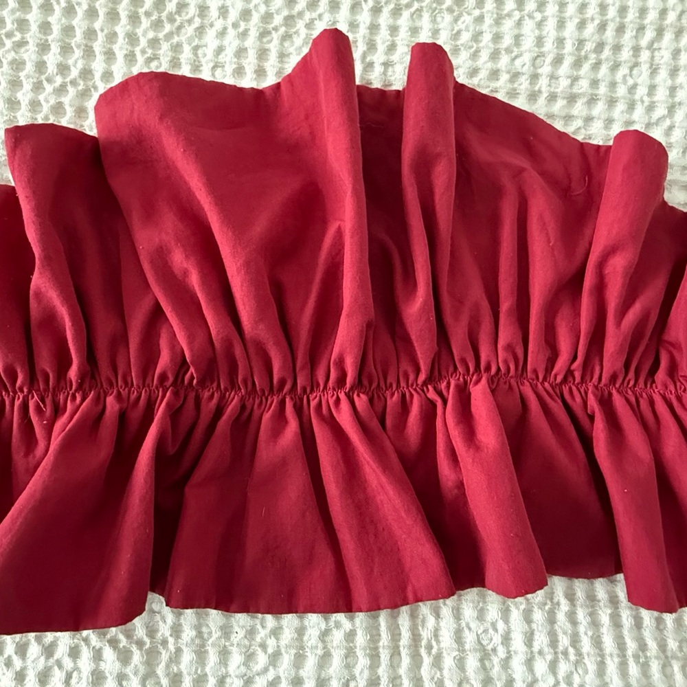 Red ruffled sleeveless crop Top